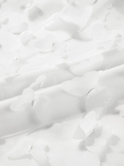 Graceful White Butterfly Applique Sheer Tank Top