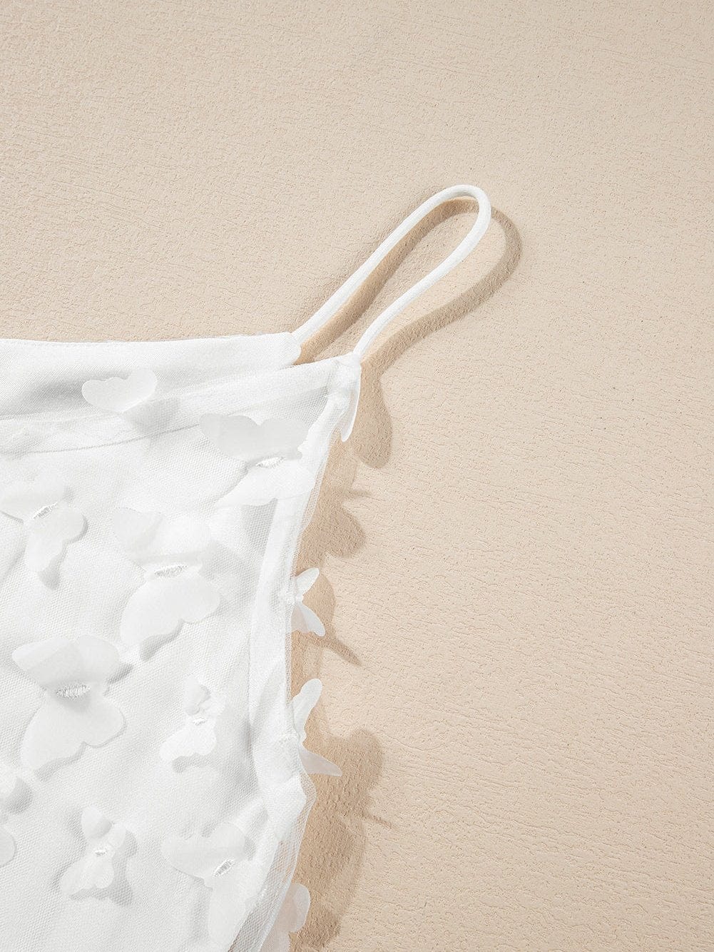 Graceful White Butterfly Applique Sheer Tank Top