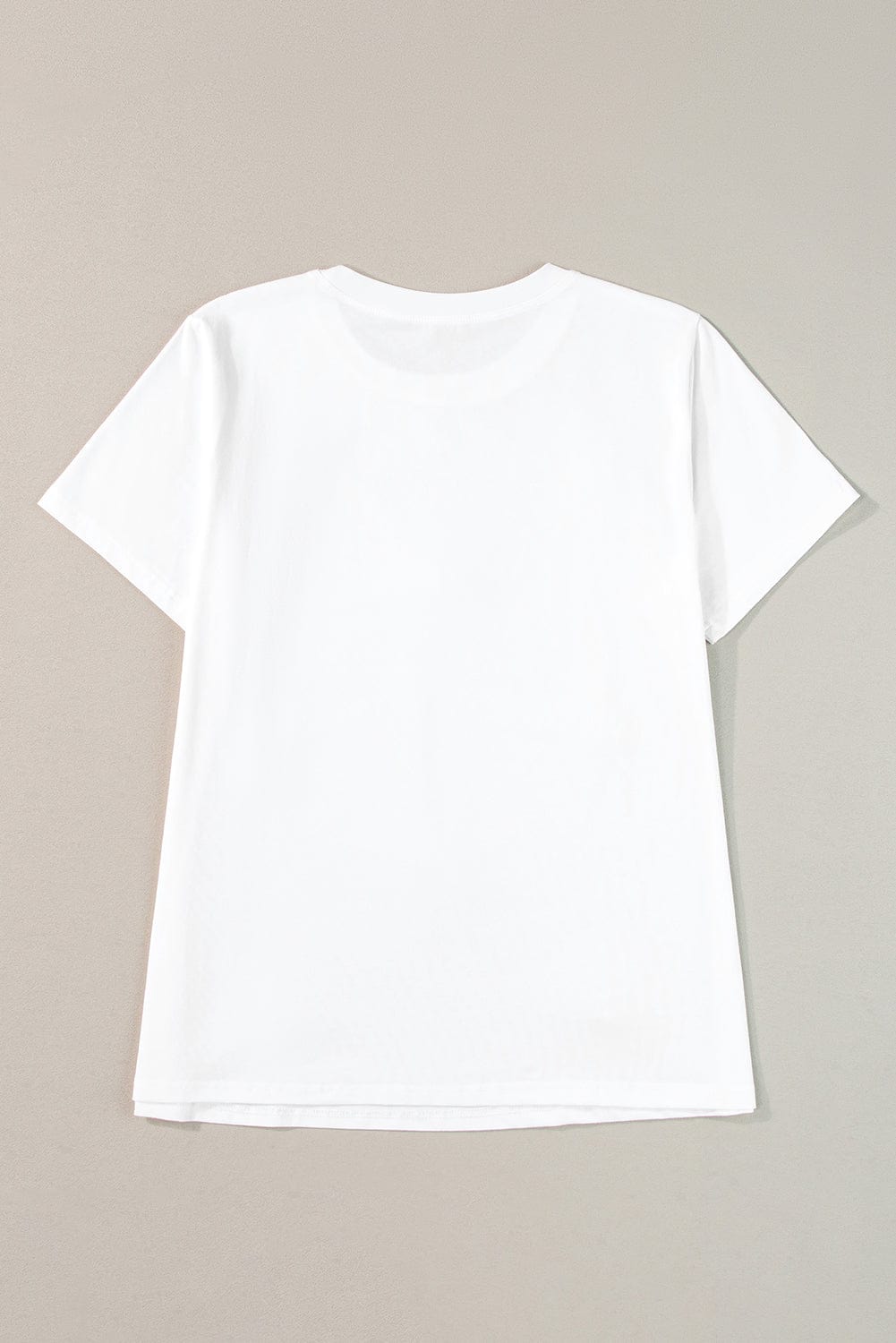 Graceful White Floral Applique Round Neck Tee