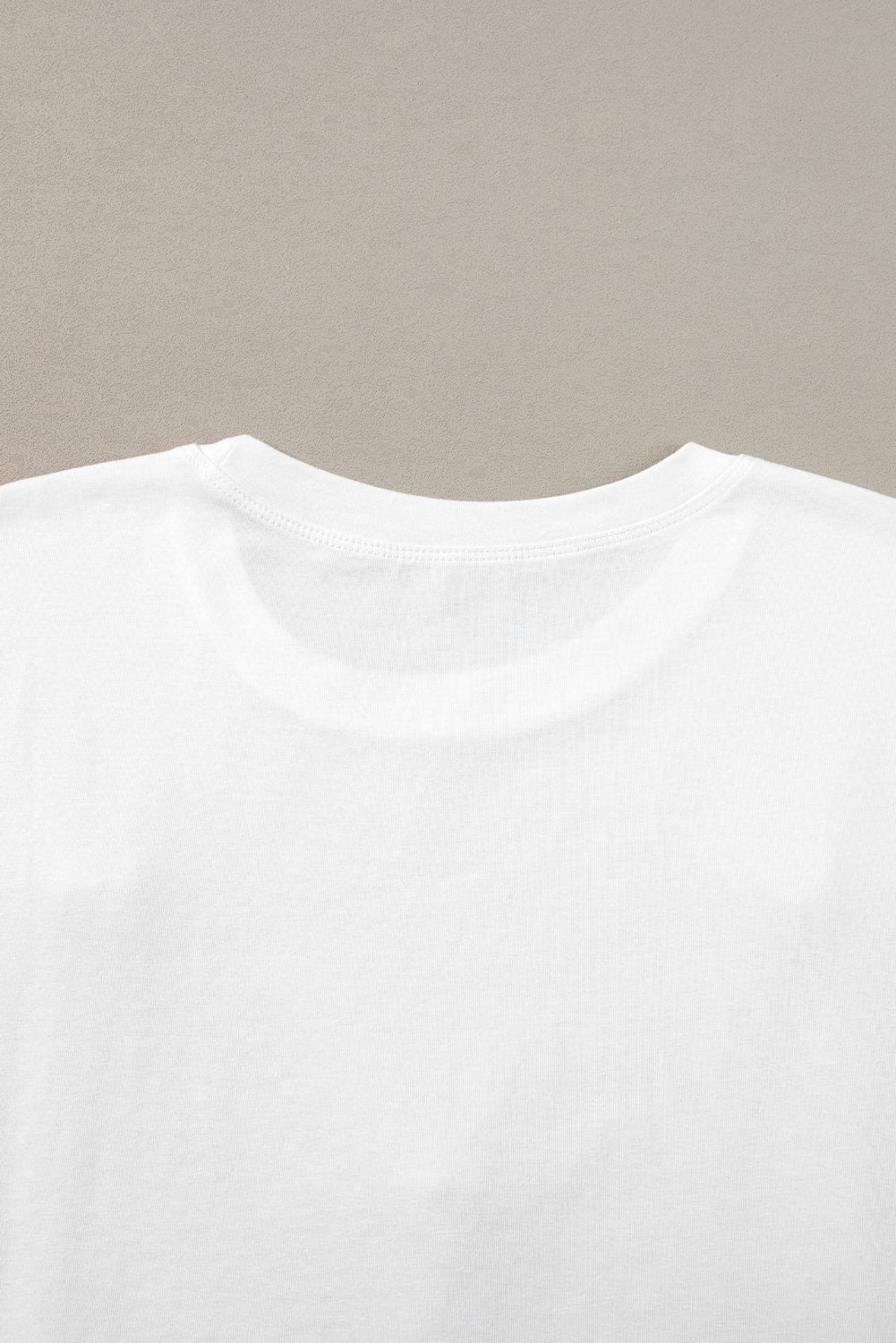 Graceful White Floral Applique Round Neck Tee