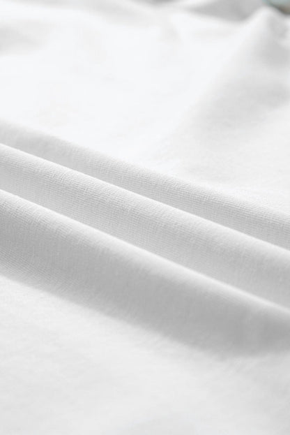 Graceful White Floral Applique Round Neck Tee