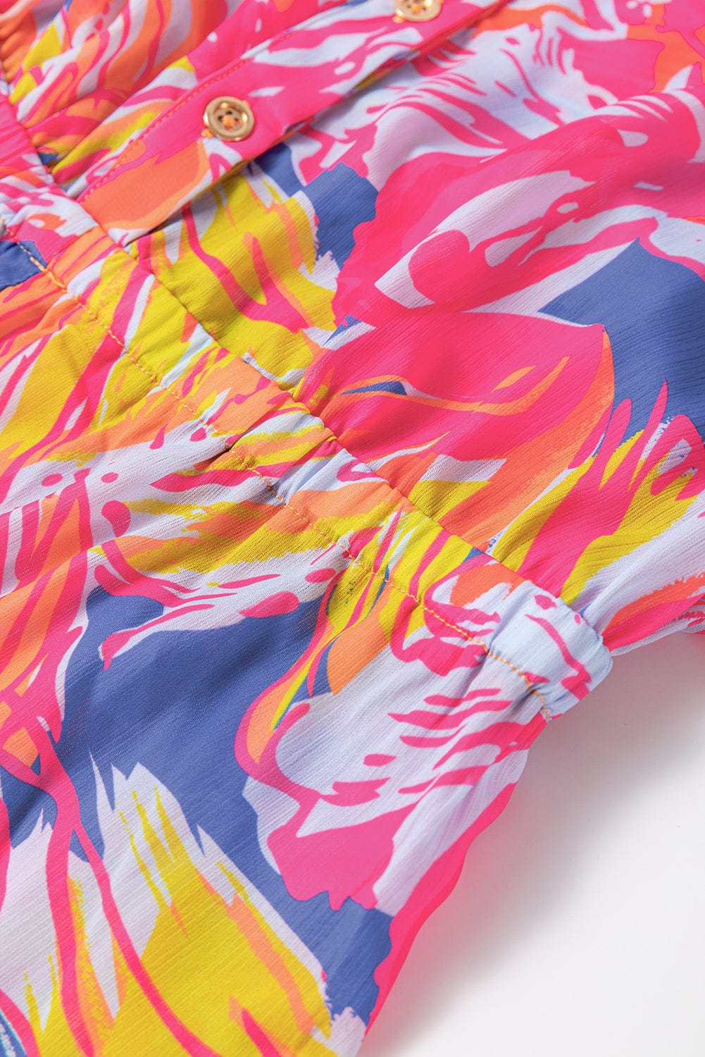 Graffiti Print Button-Up Romper with Vibrant Multicolor Design