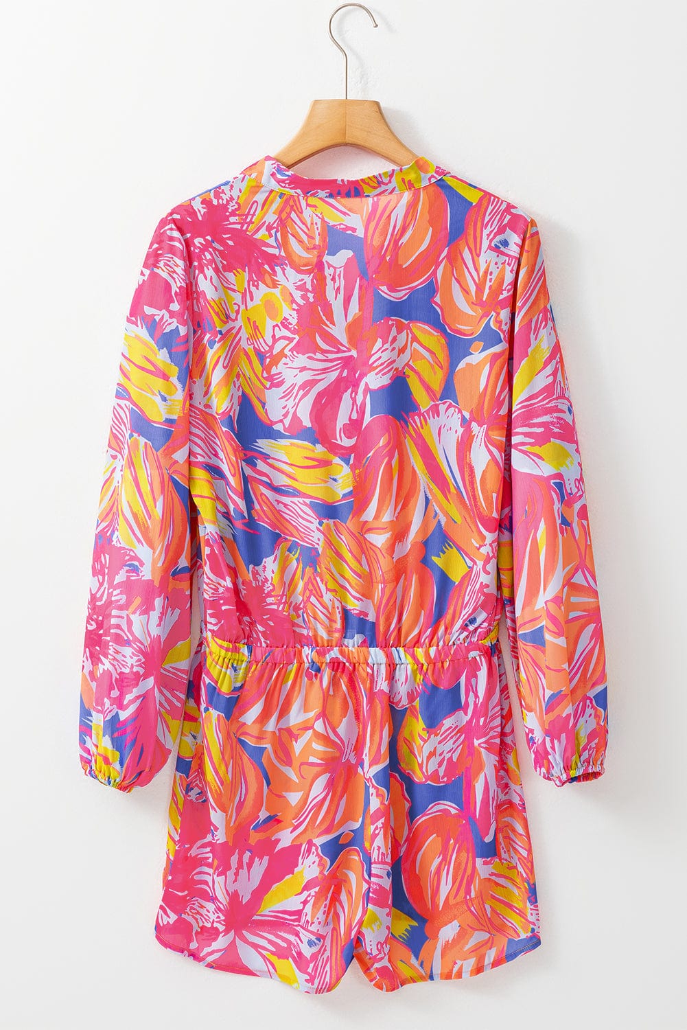 Graffiti Print Button-Up Romper with Vibrant Multicolor Design