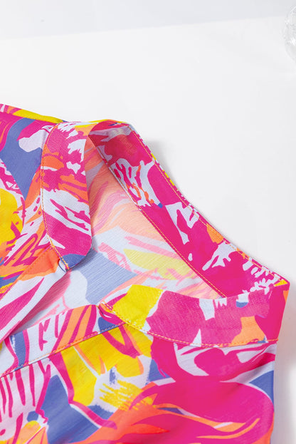 Graffiti Print Button-Up Romper with Vibrant Multicolor Design