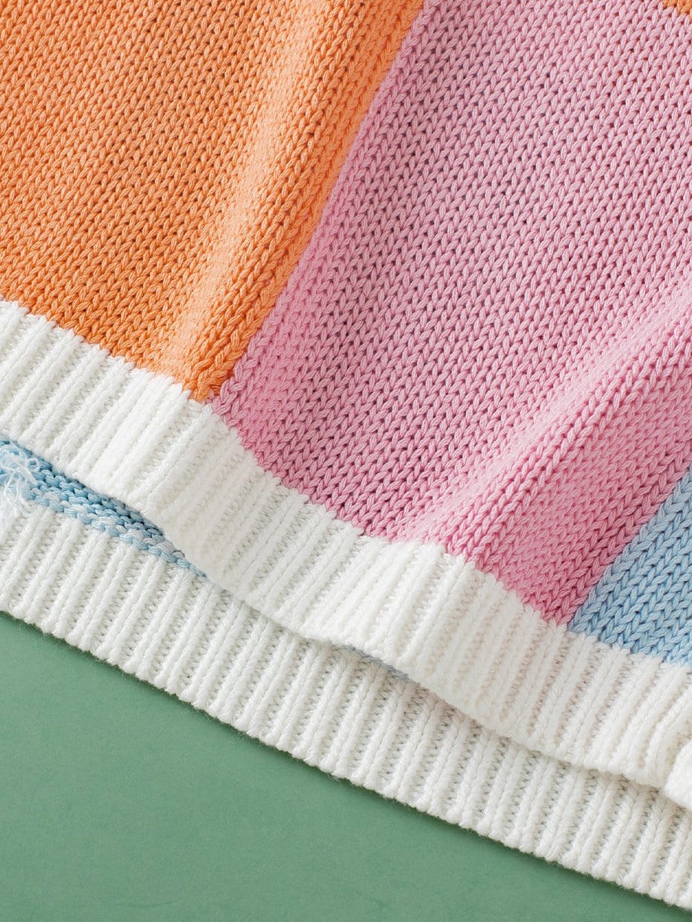 Grapefruit Orange Checkered Cap Sleeve Knit Top