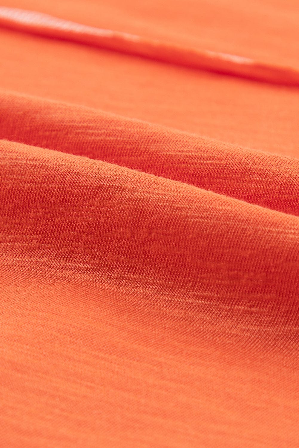 Grapefruit Orange Color Block V Neck T-shirt with Exposed Stitch Detail