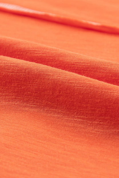 Grapefruit Orange Color Block V Neck T-shirt with Exposed Stitch Detail