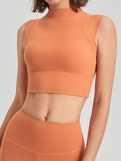 Grapefruit Orange High Neck Crop Athletic Tank Top