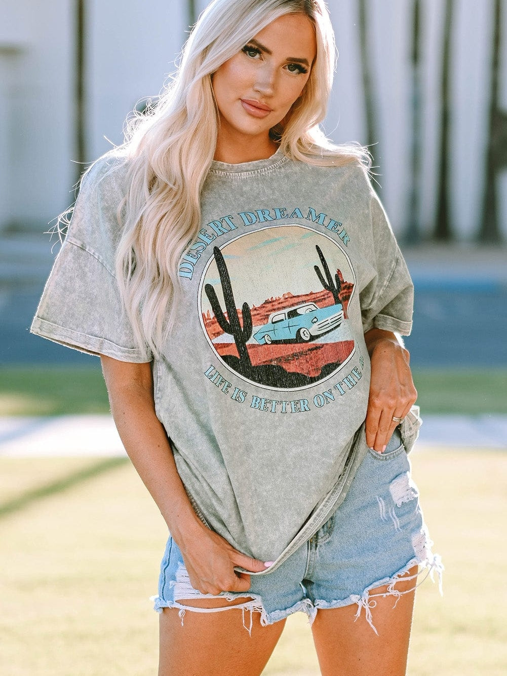 Graphic Desert Dreamer Mineral Wash Western Tee