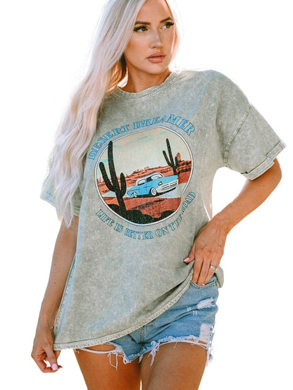 Graphic Desert Dreamer Mineral Wash Western Tee