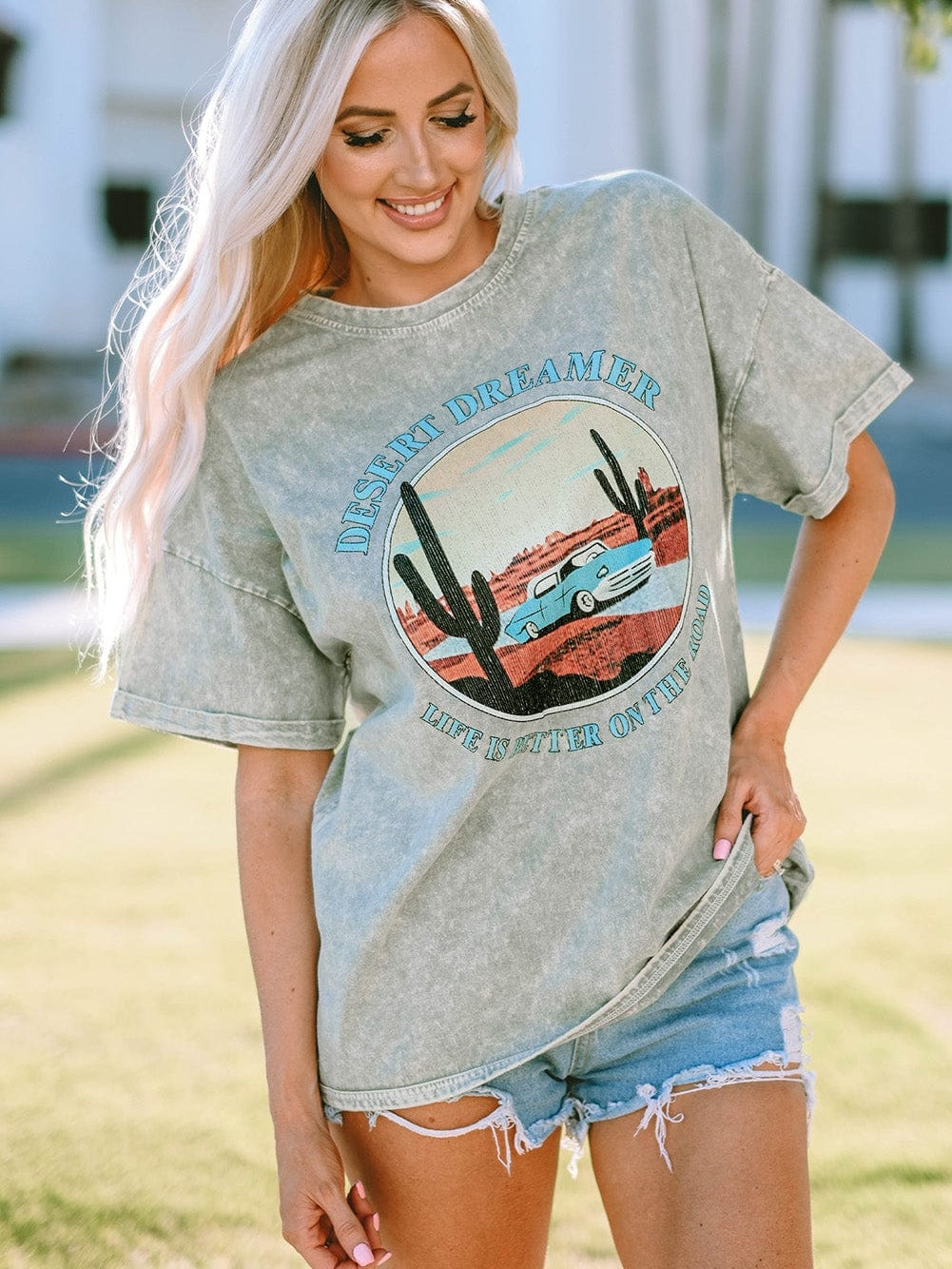 Graphic Desert Dreamer Mineral Wash Western Tee