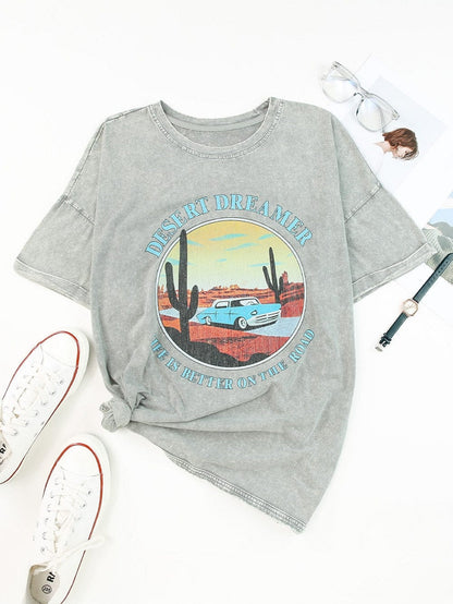 Graphic Desert Dreamer Mineral Wash Western Tee