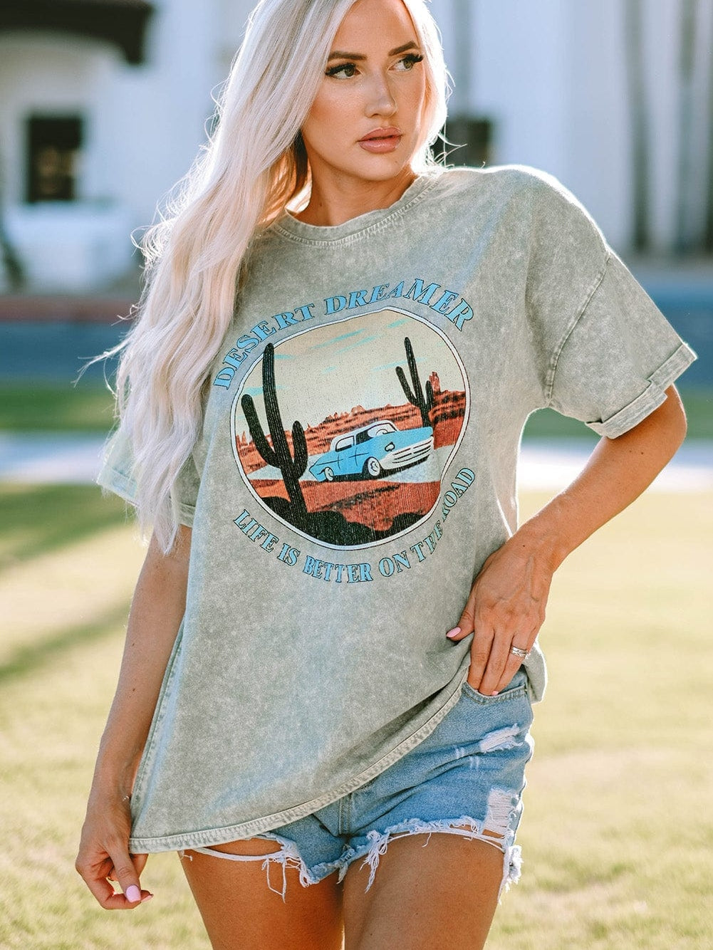 Graphic Desert Dreamer Mineral Wash Western Tee