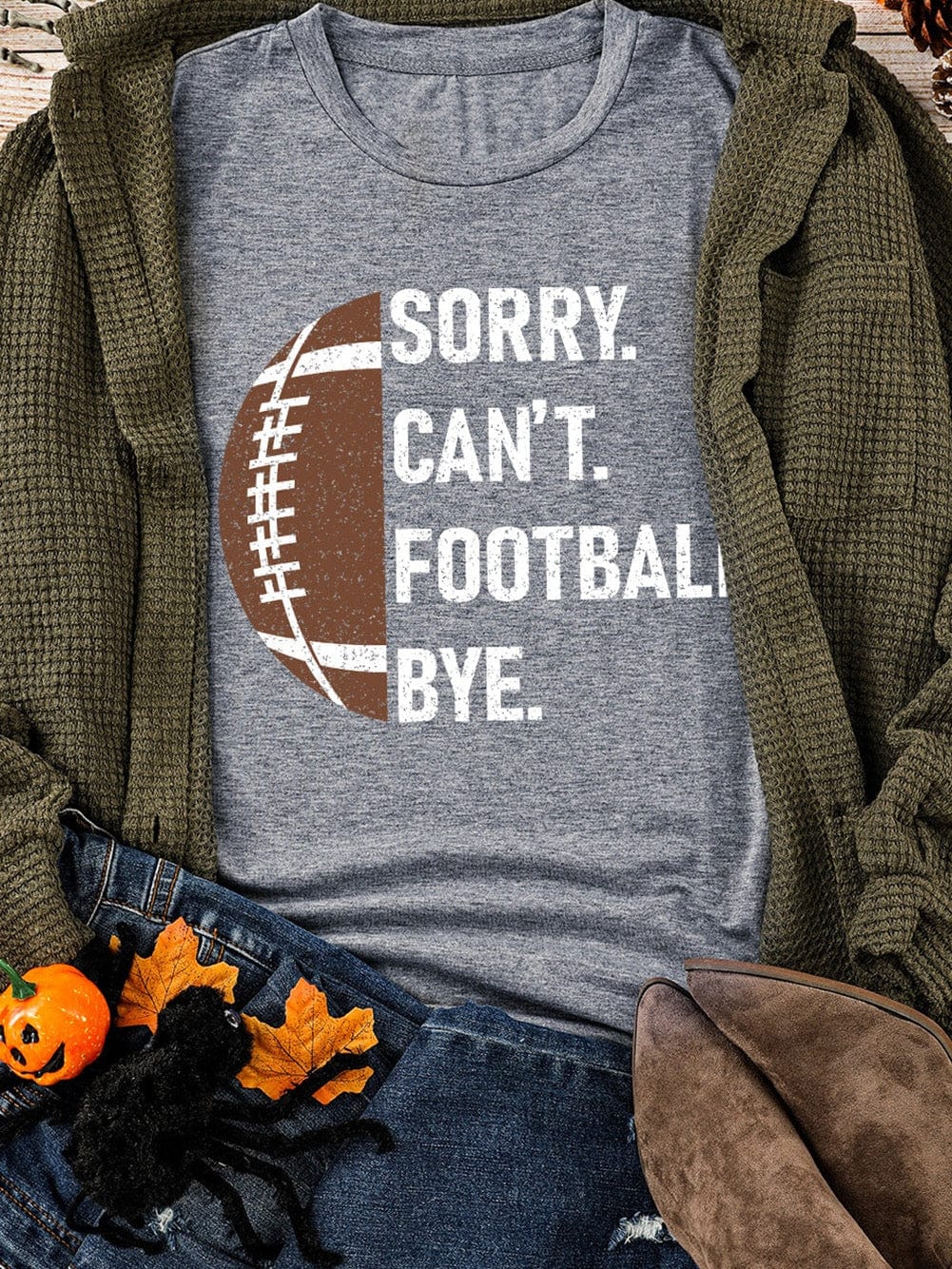 Graphic Gray American Football Print Casual Tee