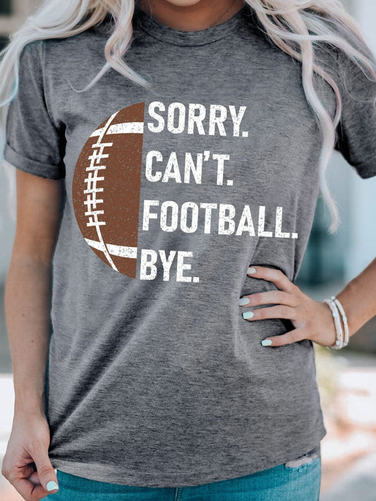 Graphic Gray American Football Print Casual Tee