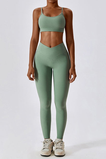 Grass Green Arched Leggings and Bra Activewear Set