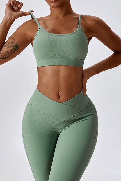 Grass Green Arched Leggings and Bra Activewear Set