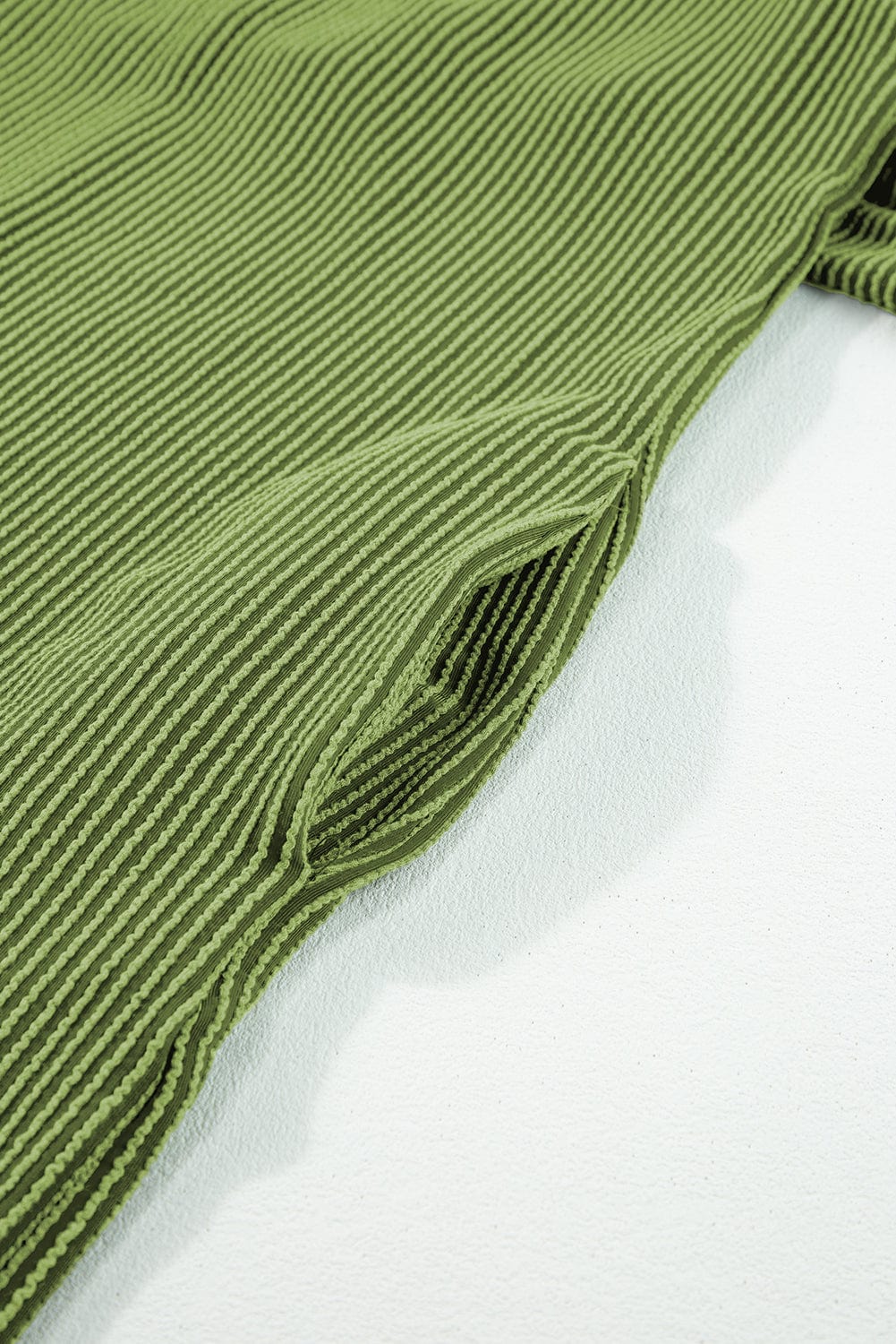 Grass Green Ribbed Shift Dress with Flutter Sleeves