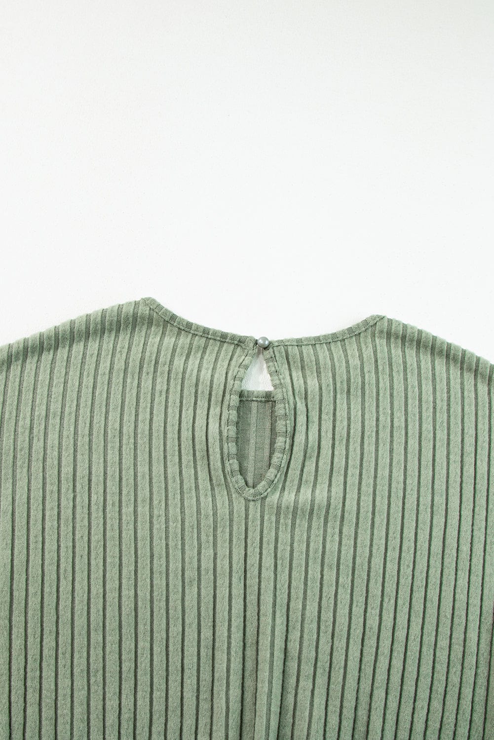 Grass Green Ribbed Wide Leg Jumpsuit with Short Sleeves