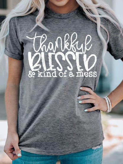 Grateful & Kind Messy Vibes Gray Tee
