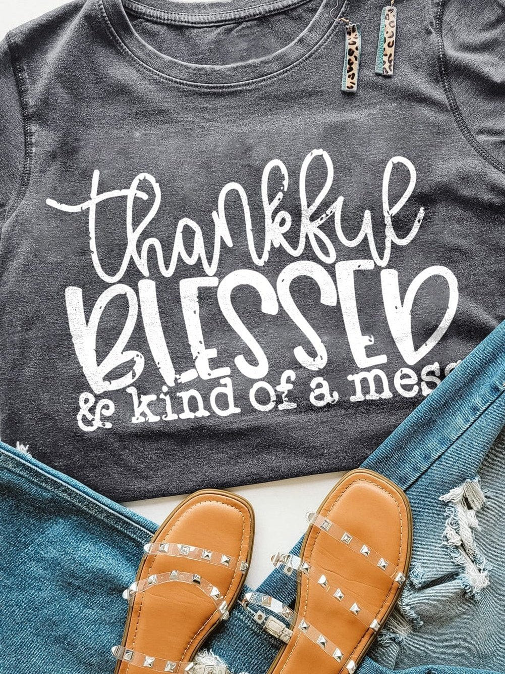 Grateful & Kind Messy Vibes Gray Tee