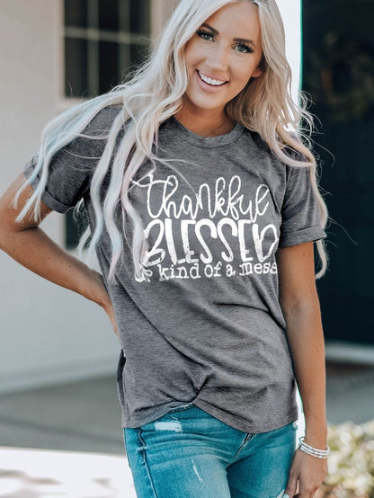 Grateful & Kind Messy Vibes Gray Tee