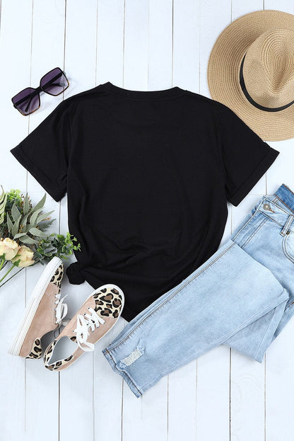 Gratitude Attitude Black Crew Neck Graphic Tee