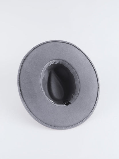 Gray Aztec Embroidery Retro Flat Fedora Hat