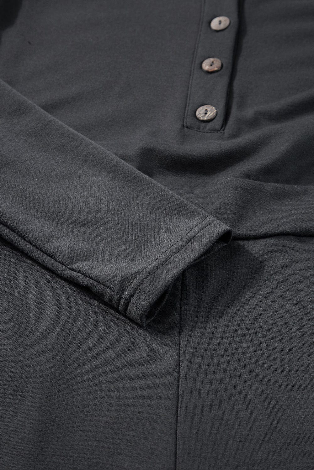 Gray Button Long Sleeve Wide Leg Jumpsuit