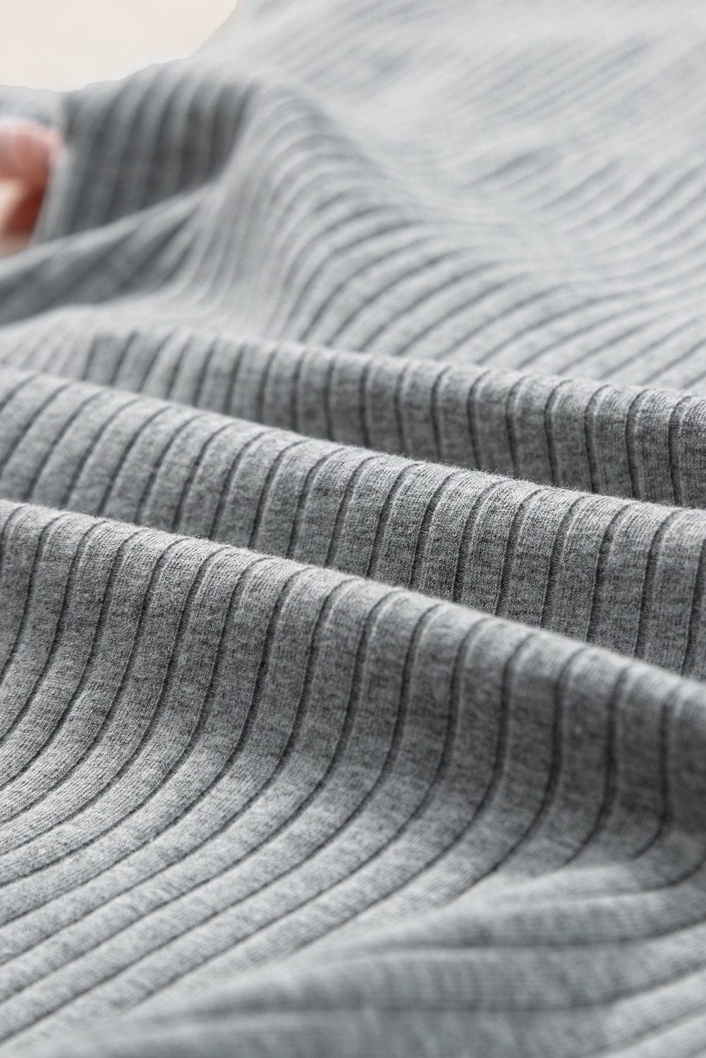 Gray Color Block Ribbed Patchwork Tee