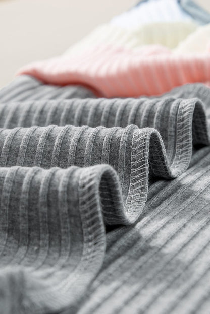 Gray Color Block Ribbed Patchwork Tee