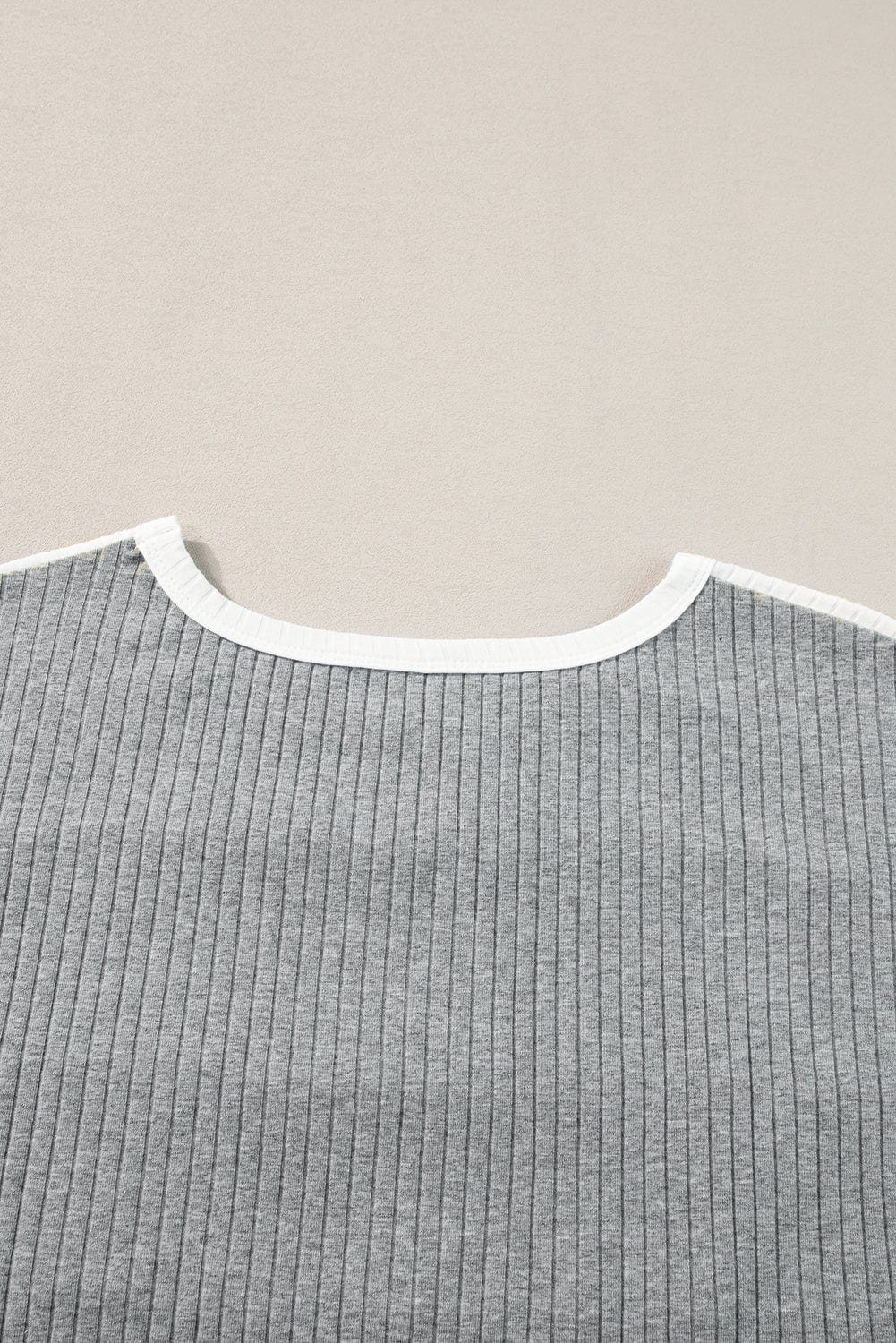 Gray Color Block Ribbed Patchwork Tee