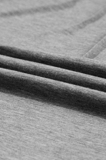 Gray Contrast Lace Raglan Sleeve Plicated Knit Top - Feminine and Graceful Shift Silhouette Blouse