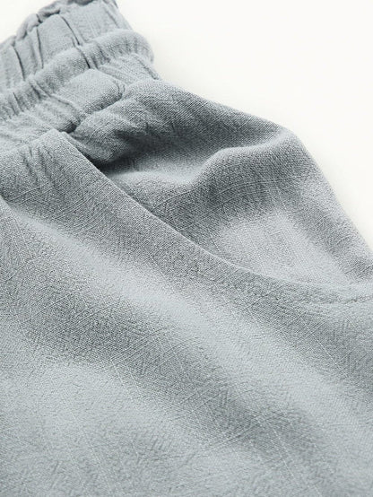 Gray Drawstring Frayed Edge Pocketed Shorts