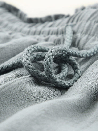 Gray Drawstring Frayed Edge Pocketed Shorts