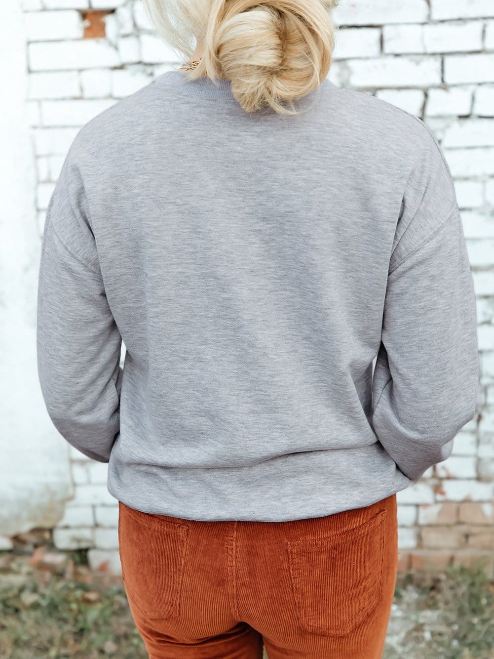 Gray Festive Holiday Letter Print Long Sleeve Sweatshirt