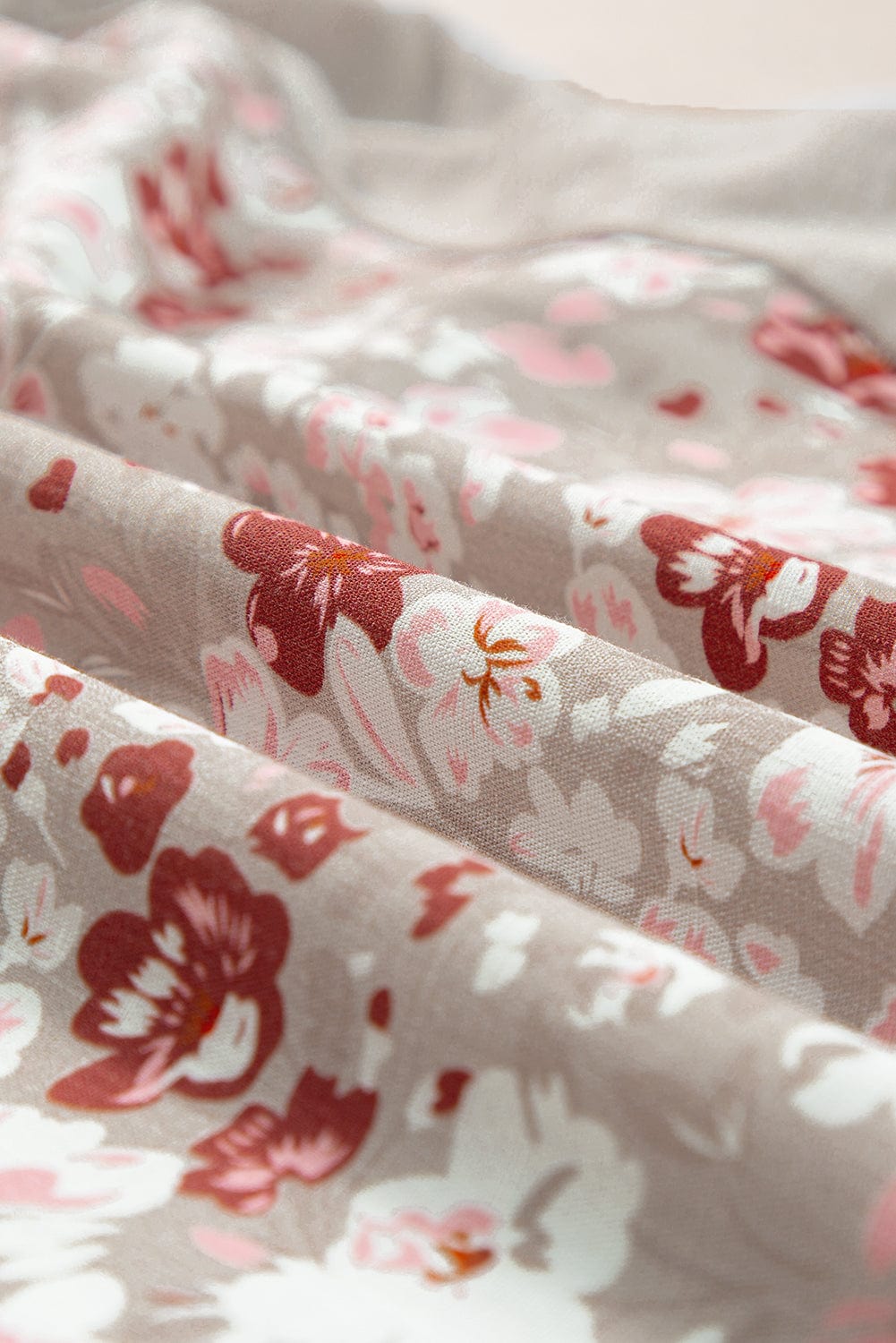 Gray Floral Ruffle Sleeve Square Neck Blouse - Chic Summer Style