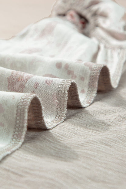 Gray Floral Ruffle Sleeve Square Neck Blouse - Chic Summer Style