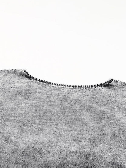 Gray Flutter Sleeve Denim Blouse