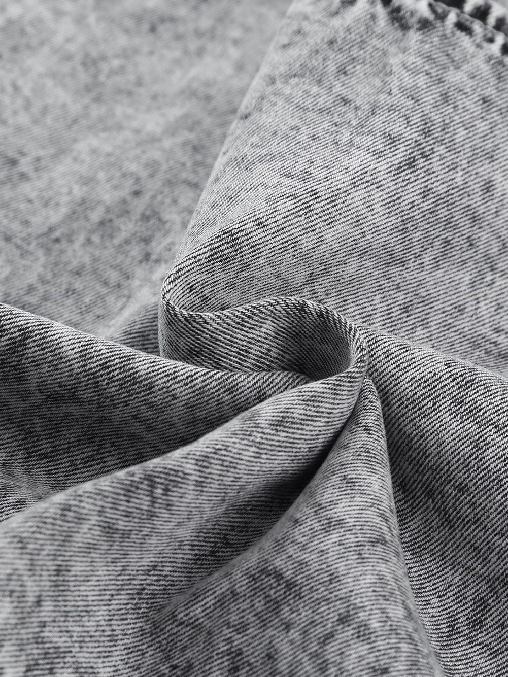 Gray Flutter Sleeve Denim Blouse