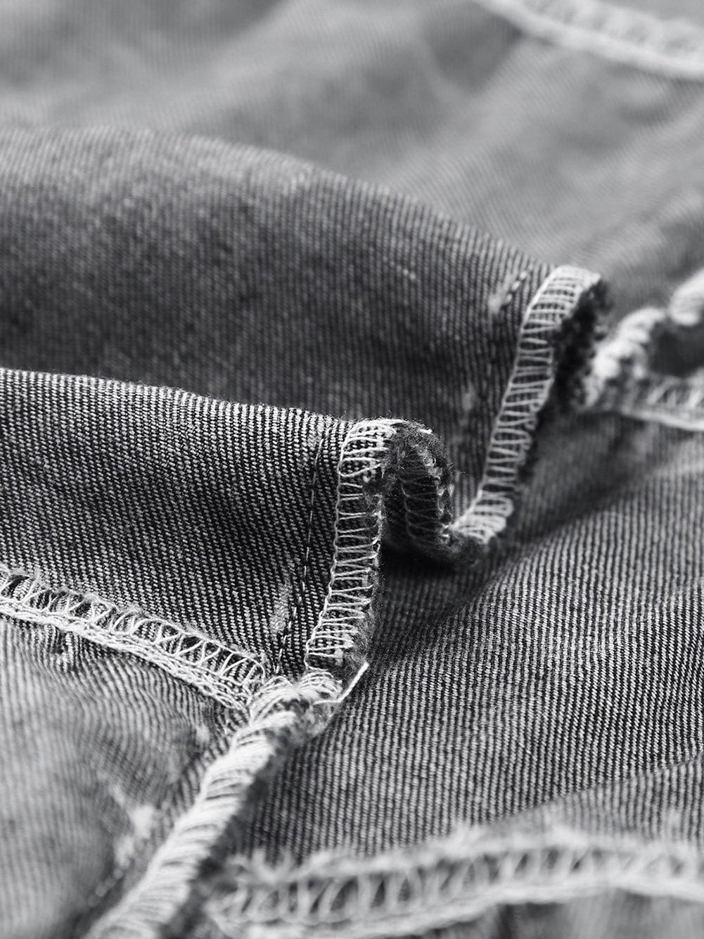 Gray Flutter Sleeve Denim Blouse