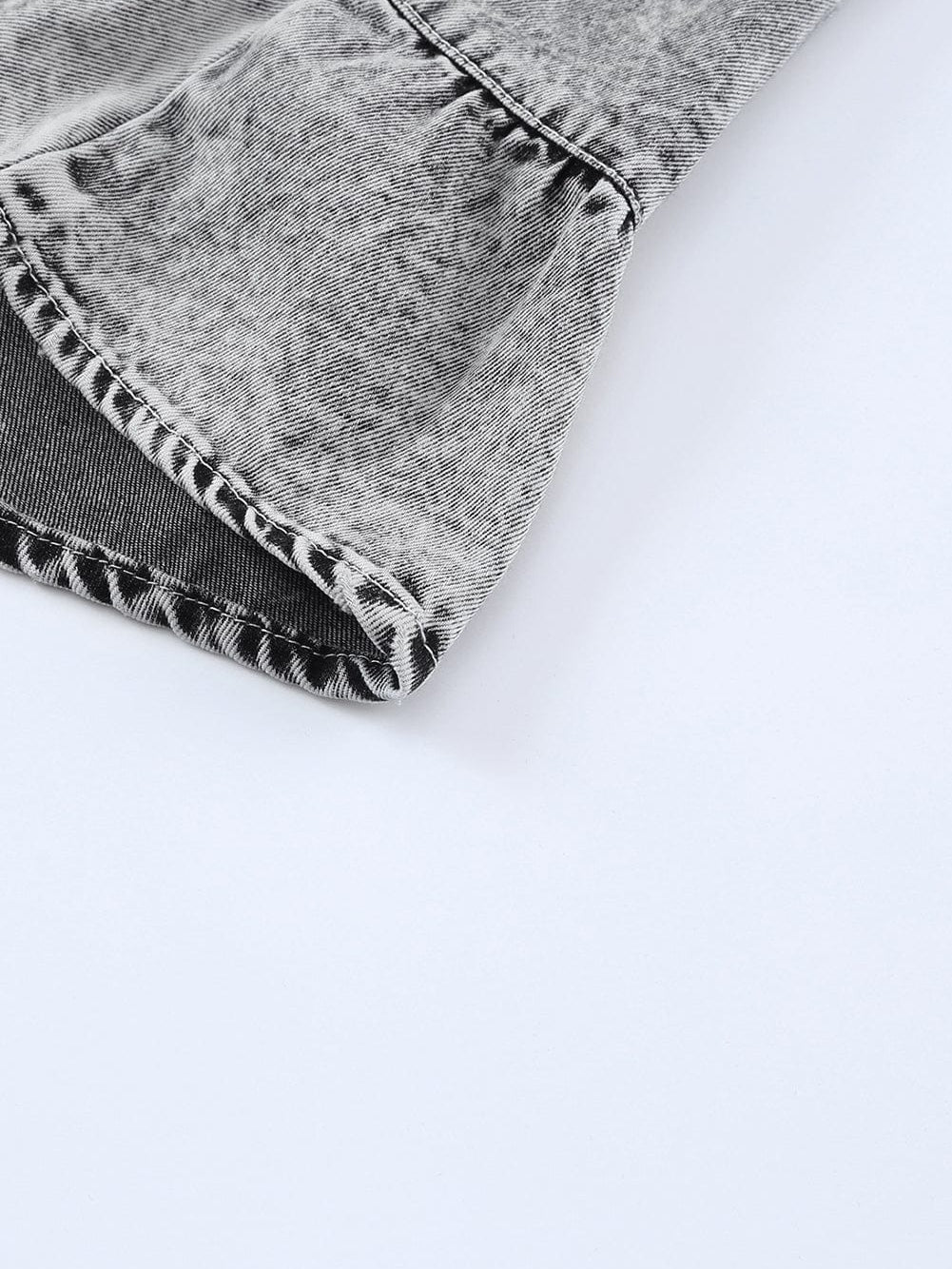 Gray Flutter Sleeve Denim Blouse