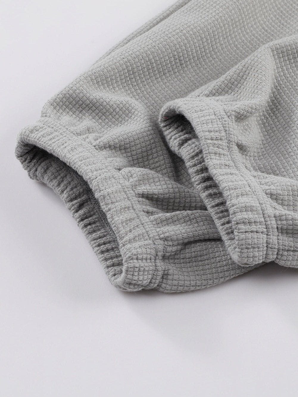 Gray Knit Cargo Pocket Jogger Pants with Waffle Texture