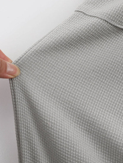 Gray Knit Cargo Pocket Jogger Pants with Waffle Texture