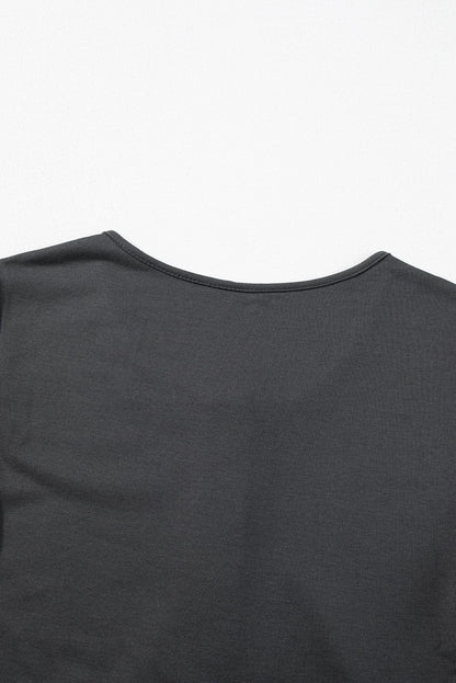 Gray Knit Wide Leg Jumpsuit with Button Detail