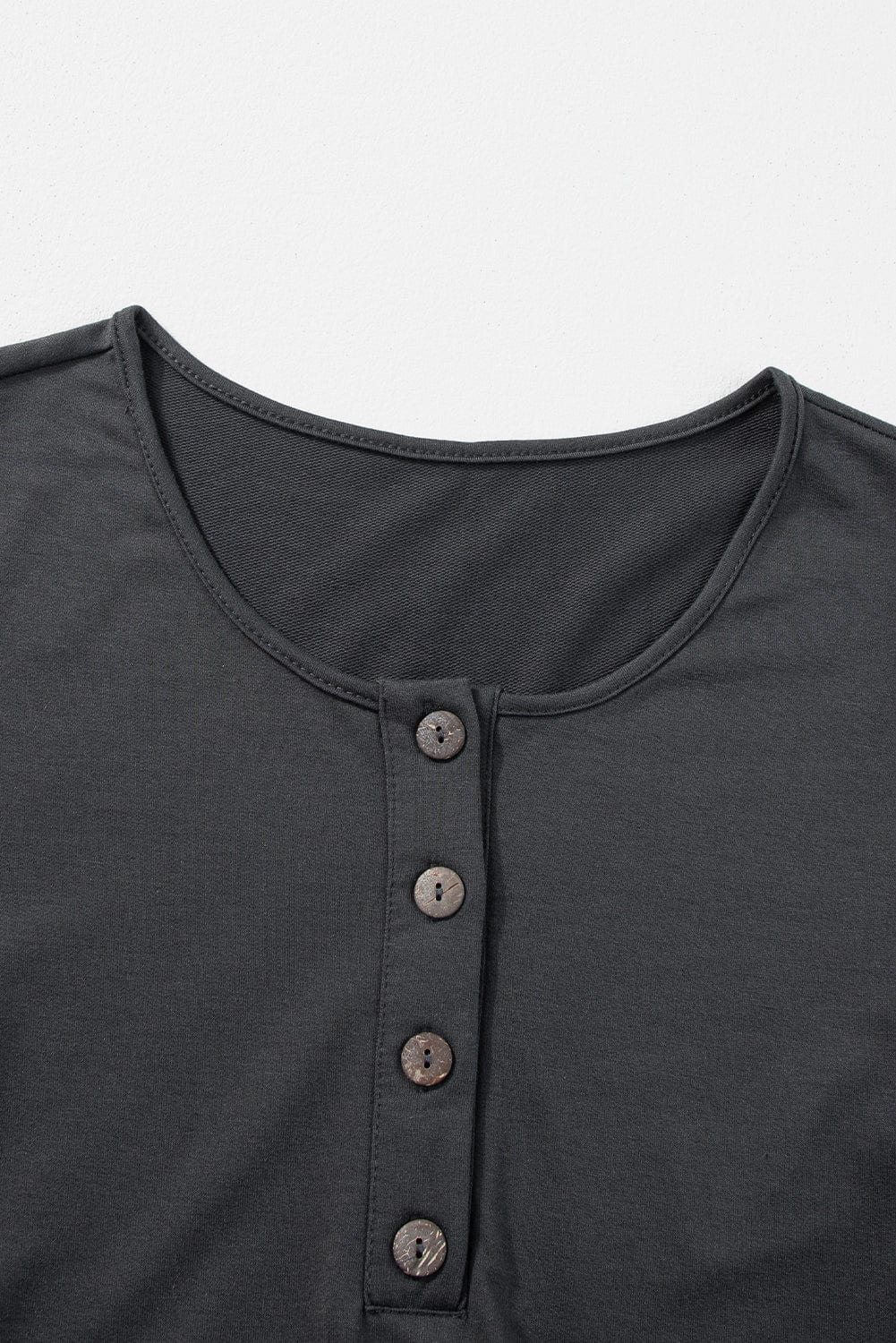 Gray Knit Wide Leg Jumpsuit with Button Detail