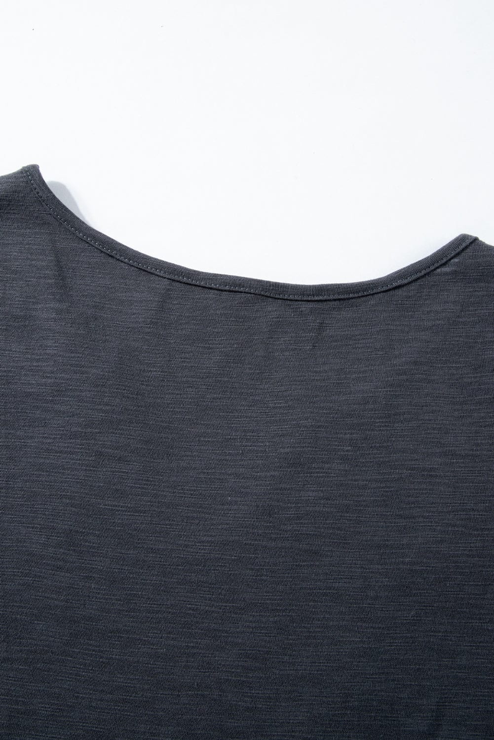 Gray Lace Crochet Patchwork V Neck Tee for Women