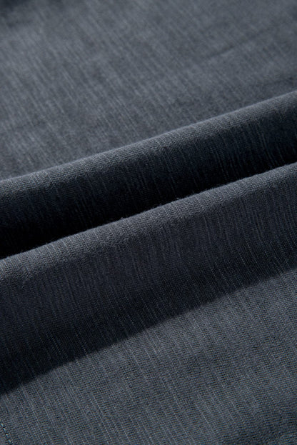 Gray Lace Crochet Patchwork V Neck Tee for Women