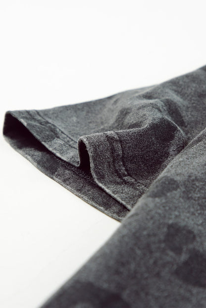 Gray Leopard Print T-Shirt Dress with Handy Pockets