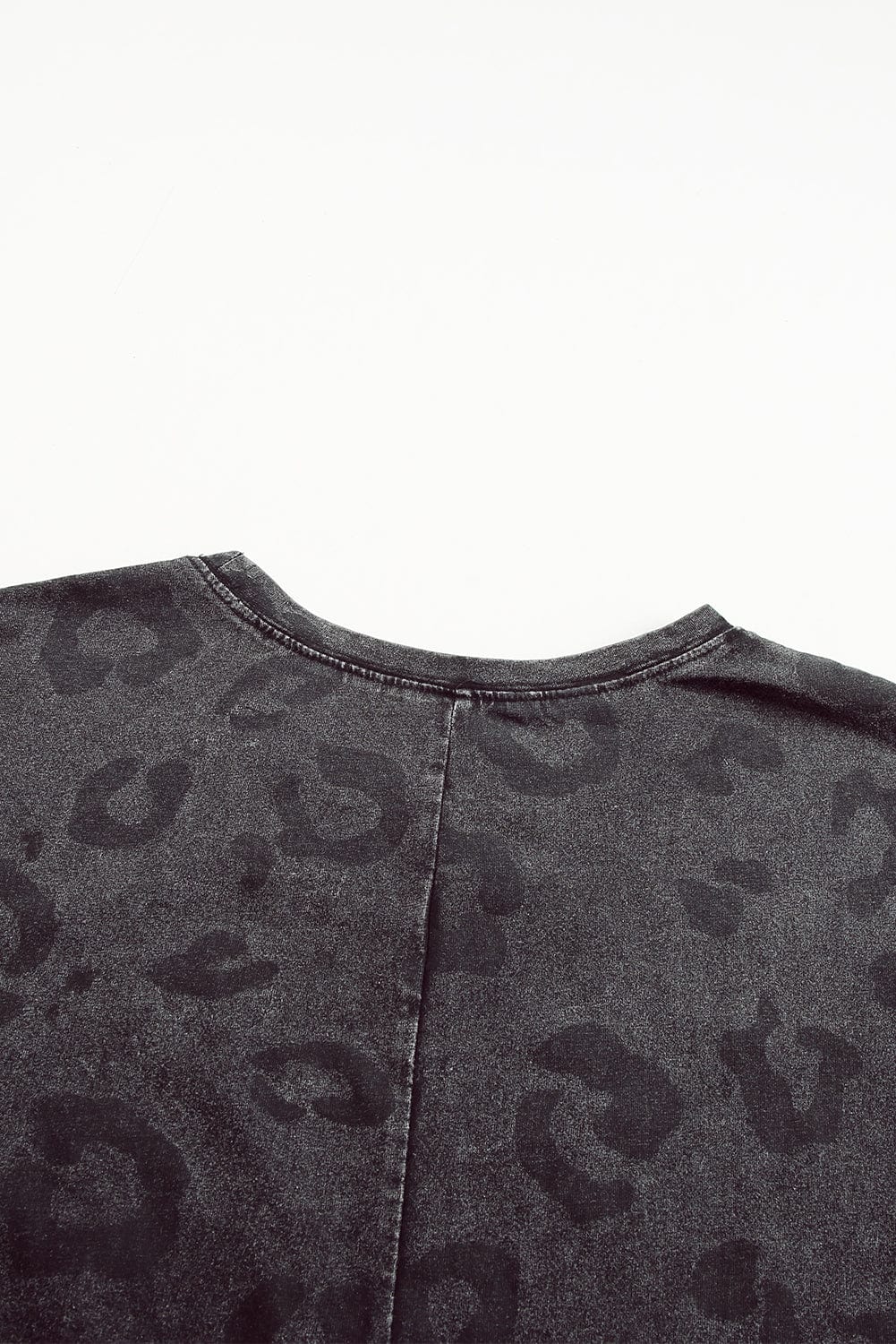 Gray Leopard Print T-Shirt Dress with Handy Pockets